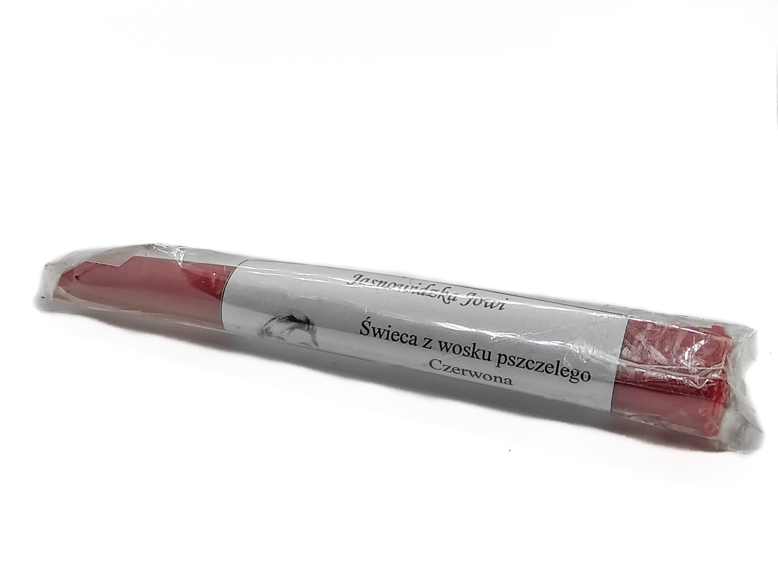 Świeca z wosku pszczelego czerwona w opakowaniu