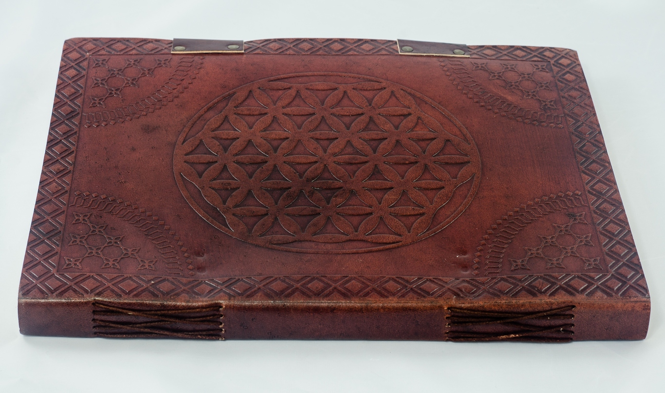 Notatnik skórzany Kwiat Życia bok Notatnik skórzany Kwiat Życia