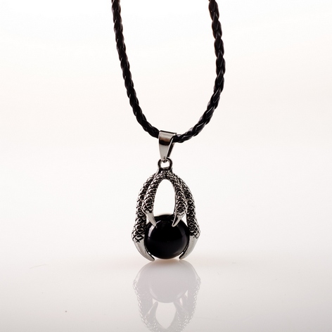 Duży naszyjnik smoczy pazur - Czarny Agat-3