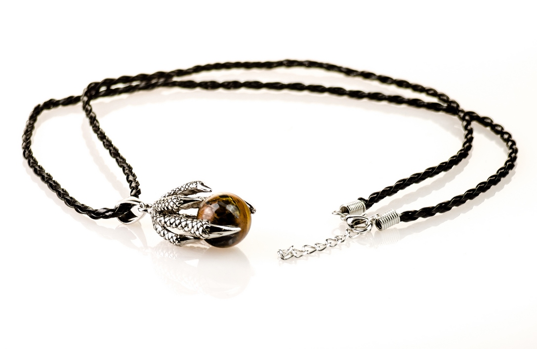Duży naszyjnik smoczy pazur - Tygrysie Oko