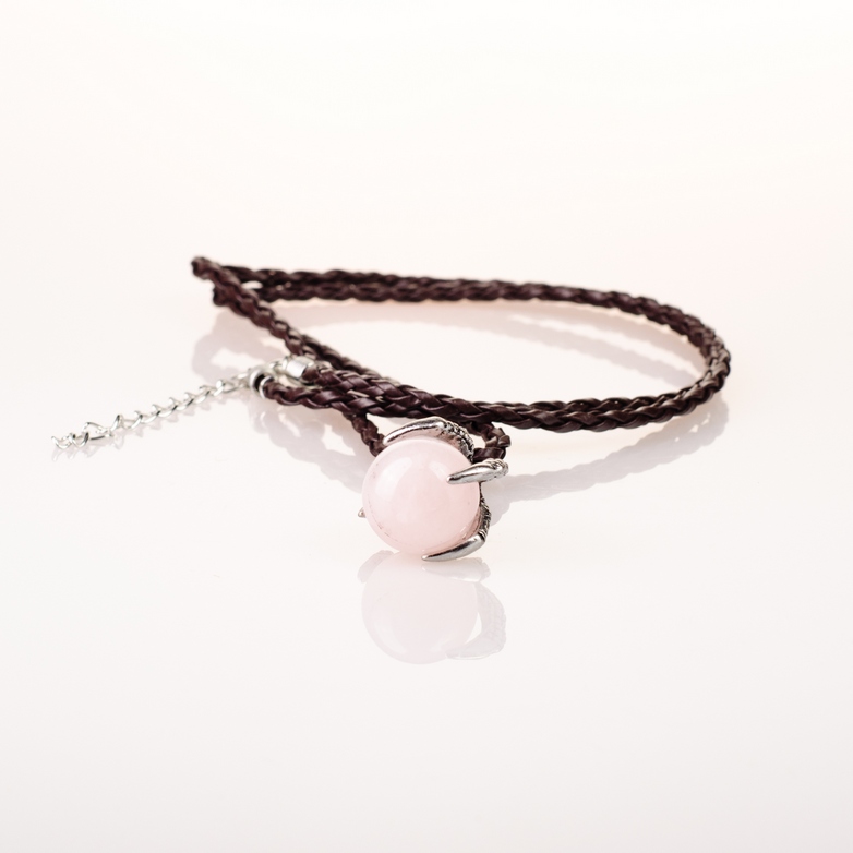 Mały naszyjnik smoczy pazur - Kwarc różowy-2