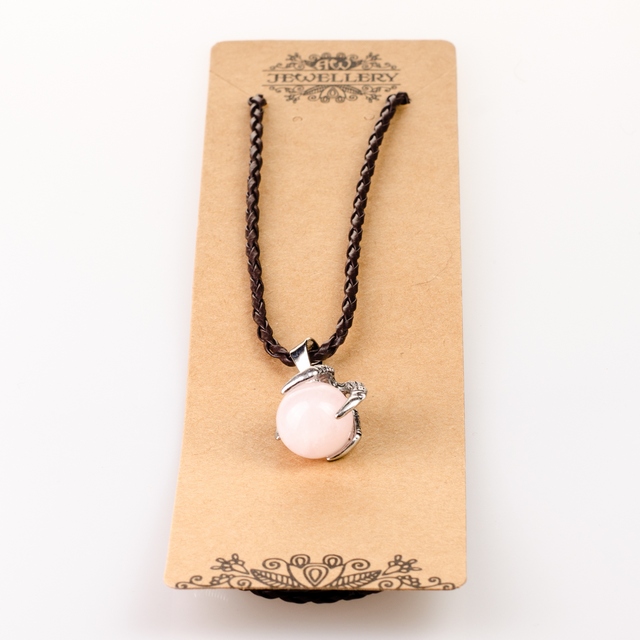 Mały naszyjnik smoczy pazur - Kwarc różowy