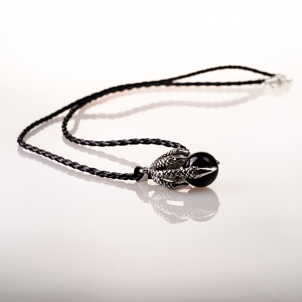 naszyjnik smoczy pazur - Czarny Agat