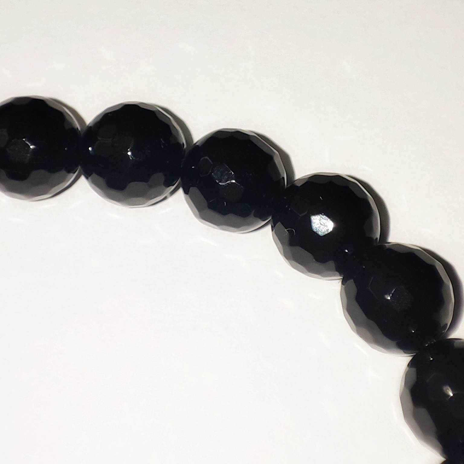 Bransoletka Agat Czarny - kula fasetowana podgląd