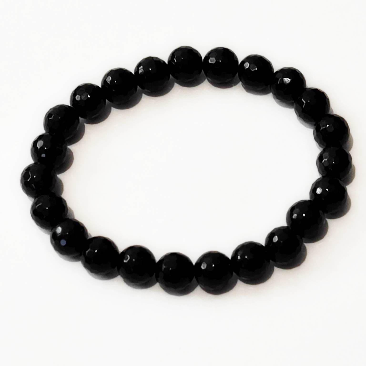 Bransoletka Agat Czarny - kula fasetowana